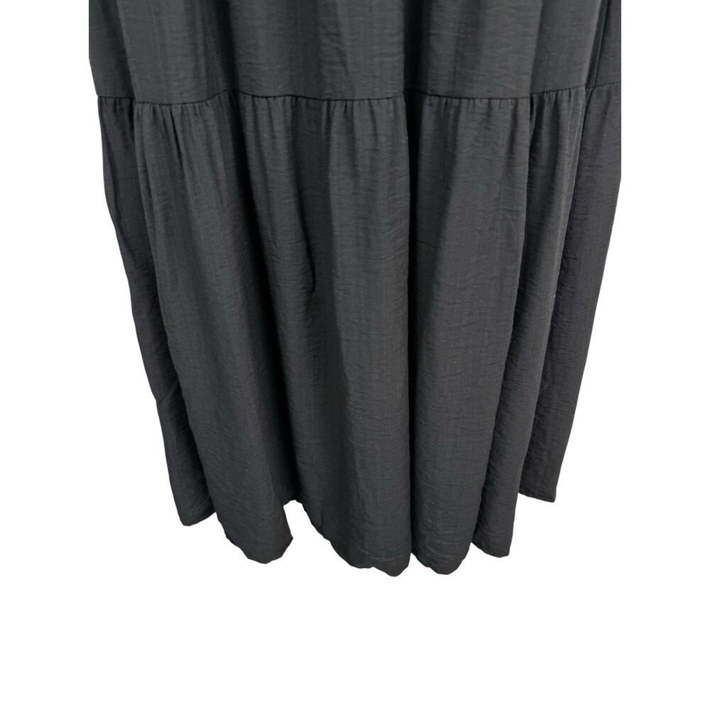 Moon River Black Smocked Waist Puff Short Sleeve Tiered Midi Dress Size S - Picture 5 of 13